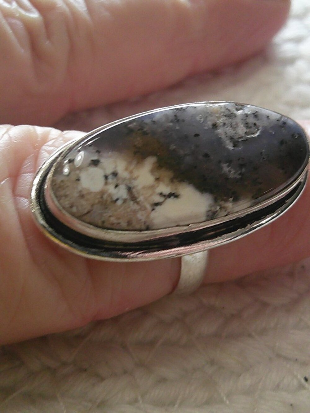 Beautiful DENDRITE OPAL Handmade Sterling 925 Ring Size 7 #796E